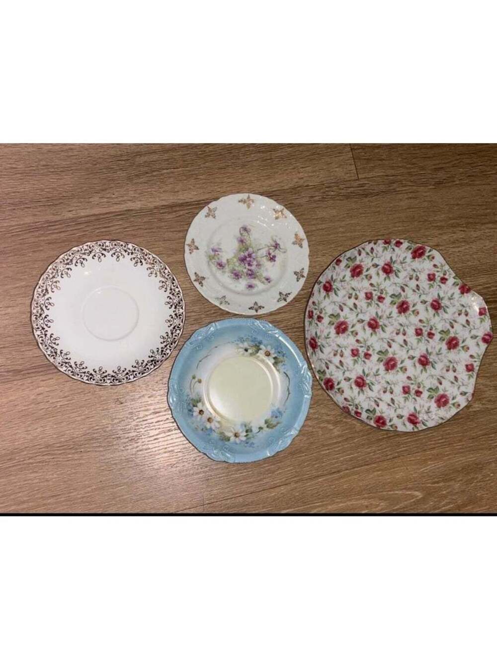 Vintage Mismatched China Saucers Lot of 19 Floral Plates
